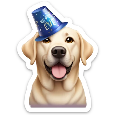 Labrador wearing new years eve Party hat sticker