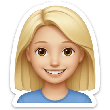 blonde girl at with text behind her saying "ENGOY" sticker