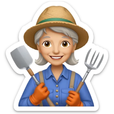 old woman gardener  sticker