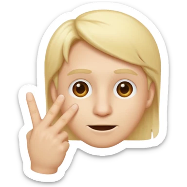 a emoji with two fingers in his nose, make him have a natural white skincolour and blonde hair sticker