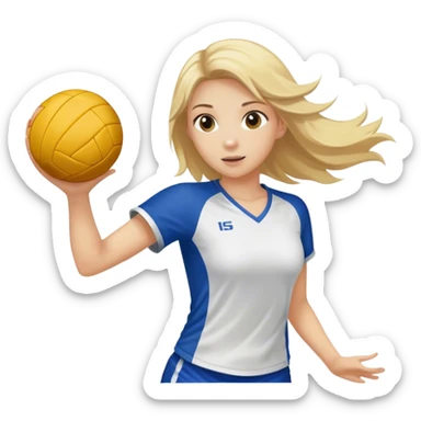 niña rubia jugando a handball sticker