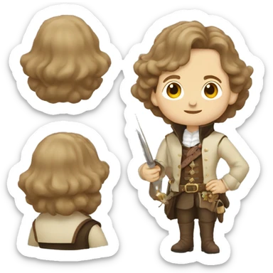 Musketeer beige jacket short brown hair garden sticker