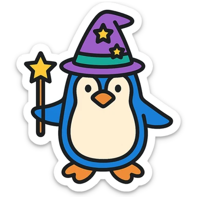 penguin wizard sticker