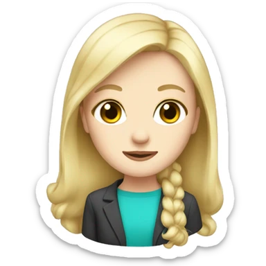 Pale girl, blonde hair, teacher, cute, wearing turquoise  sticker