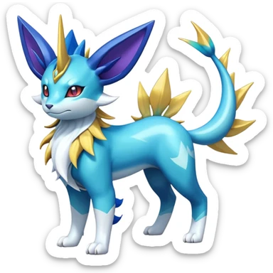 Shiny Colorful Cobalion-Suicune-Vaporeon-fakemon (full body) sticker