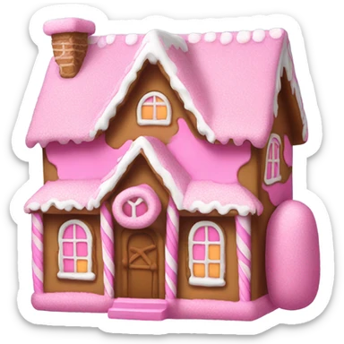 Pink gingerbread house sticker