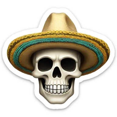 A really really cool skull with a sombrero sticker