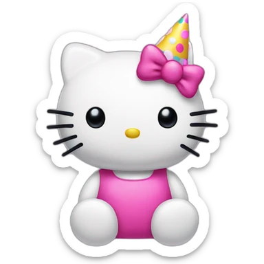 Hello kitty with party hat sticker