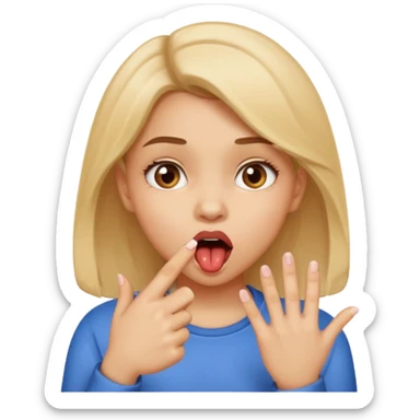 a girl bitten her finger sticker