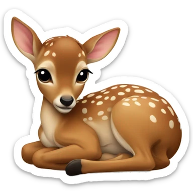 Baby fawn curled up sticker
