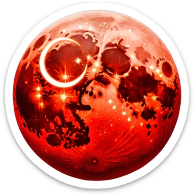 glitter red blood moon crescente sticker