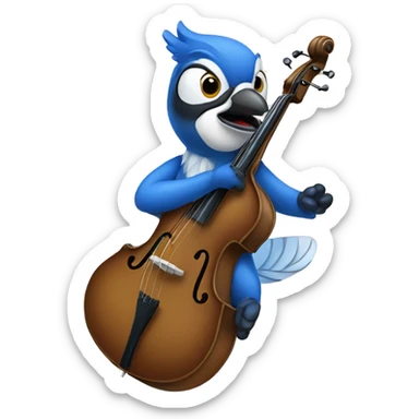 Blue Jay playing double bass sticker