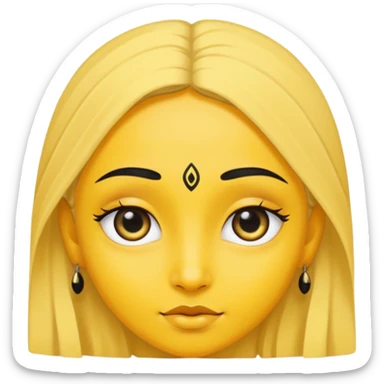 Yellow face with cute eyes and black bindi sticker