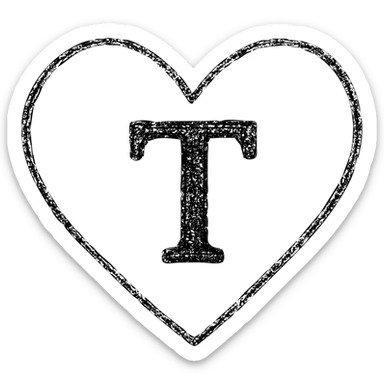 pink heart with a bold letter T in the center sticker