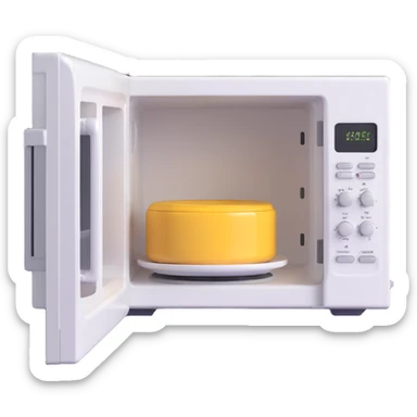 microwave with door open sticker