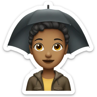girl with umbrella short hair sticker