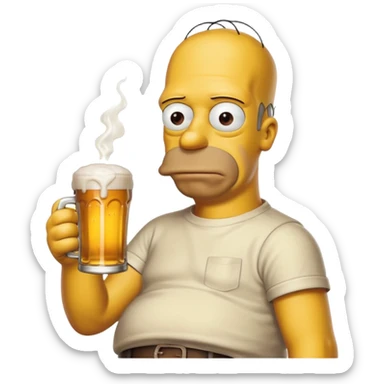 Homer drinking beer sticker