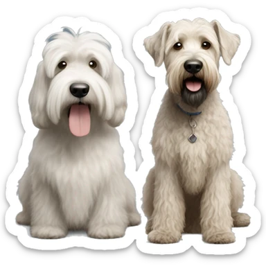 2 dogs, one is a grey whoodle, the other is a wheaten terrier sticker
