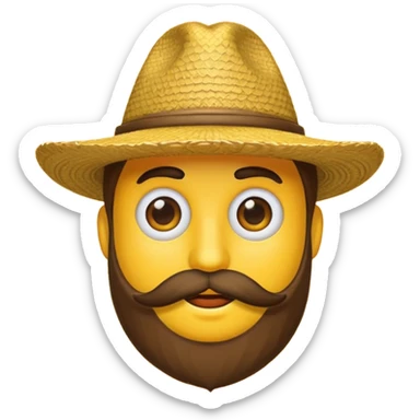 Un emojis amarillo con sombrero y barba sticker