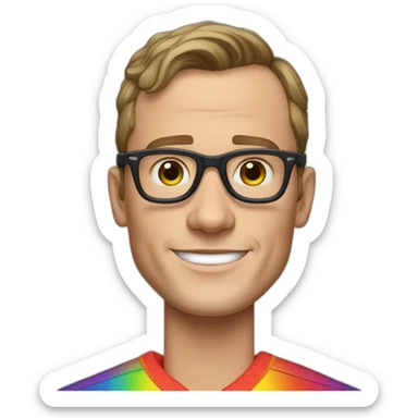 Jonathan Toews wearing glasses and rainbow clothes sticker
