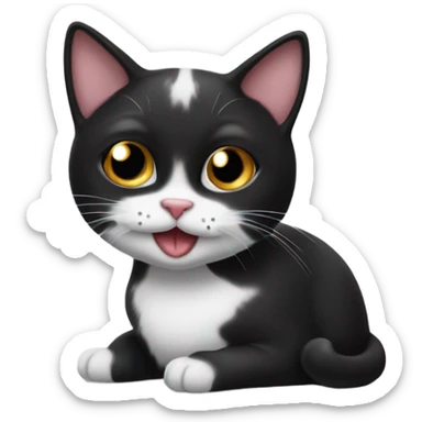 Black and white cat with a tongue out sticker