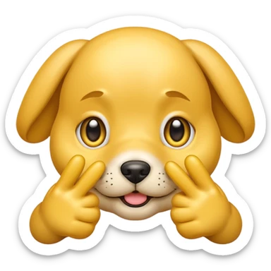 yellow emoji with puppy eyes and two finger pointing at one another finger sticker