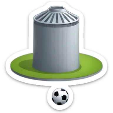 one-silo-tower-with-a-soccer-ball-either-side-in-front-of-tower sticker
