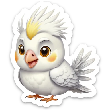 white cockatiel bird with happy expression sticker
