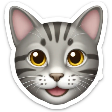 gray tabby cat smiling sticker