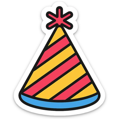 colored party hat icon sticker
