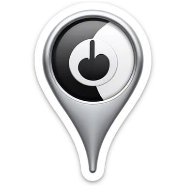 a black and white location pin sticker