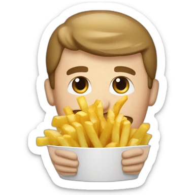 Macron qui mange un paquet de frites sticker