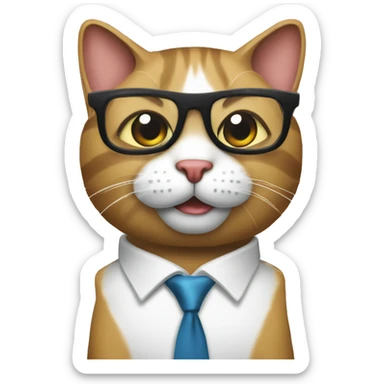 Mulatto hiphop business cat pfp wearing with smart glasses sticker
