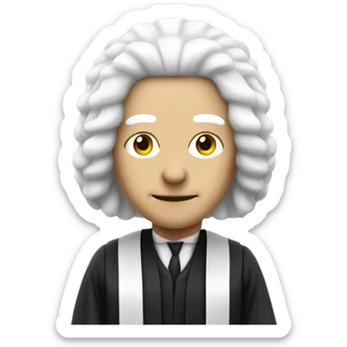 white UK judge with wig at an angle sticker