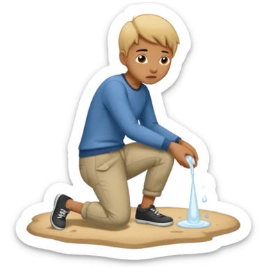 person peeing on the ground sticker