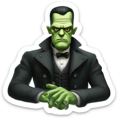 Frankenstein playing poker sticker