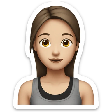 brown straight hair girl white skin black tank top  sticker