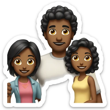 Family 3 daughters mother with Black hair and Dad Almost Bold sticker