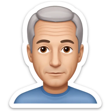 Create an Apple iOS emoji-style portrait of Jeffrey Epstein: clean vector shapes, smooth gradients, neutral expression, plain background, centered head-and-shoulders, high resolution. sticker