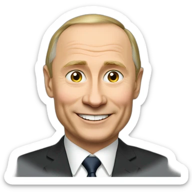 Putin smiles and shows class sticker
