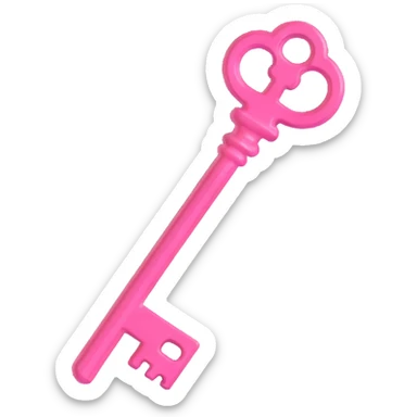 minimal 3D gothic key with pink highlight, simple and elegant sticker