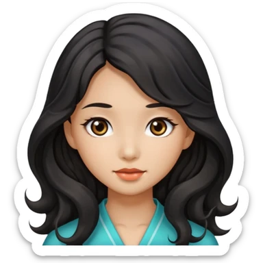 Beautiful girl,Black hair,wavy hair，long hair,Black eyes,Chinese and tan skin sticker