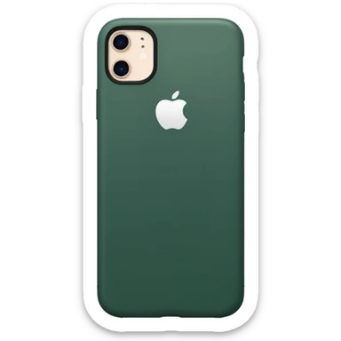 white iPhone with dark green case, modern minimalism sticker