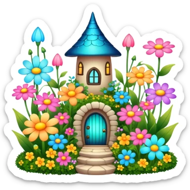 fairy garden with glowing flowers sticker