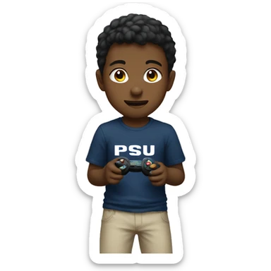 Kid wearing PSU shirt playing video games sticker