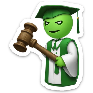 Green judge with hammer sticker