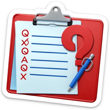 A red clipboard with a tactical scheme (X's and O's) crossed out and a question mark (?) above it. blue (#00A3E0) and red (#F9423A) sticker