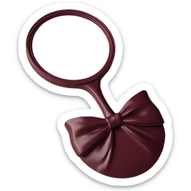 Vintage mivintage mirror with handle and burgundy bow sticker