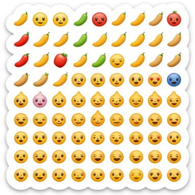 Find the different emoji.
2 food emojis.
Tiny detail change.
No faces, no expressions.
Simple layout. sticker