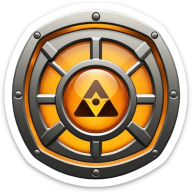 glowing amber industrial emblem above bold text reading “THE FACILITY”, dark background, clean typography, sci-fi bunker aesthetic, high contrast, sticker